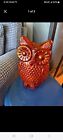Red Glass Owl Lamp Vintage