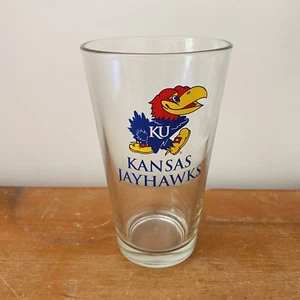 Taza de vidrio KU Kansas Jayhawks recuerdos Sovenier coleccionable - Imagen 1 de 3