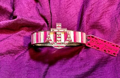 Betsey Johnson Nautical Pink & White Hinged Bracelet, FREE Gift Box, NWT Foto 1 de 3