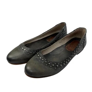 Freebird Blossom Studded Leather Ballet Flats Gunmetal Gray Size 9 Shoes - Picture 1 of 12