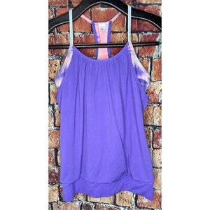 Ivivva by Lululemon Girls Tank Top 14 Purple Built in Bra Pleated Workout Play - Picture 1 of 3