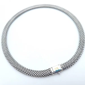 Collar Somerset 16 pulgadas malla tejida de malla de 9 mm plata esterlina y oro 18k Flli Menegatti - Imagen 1 de 17