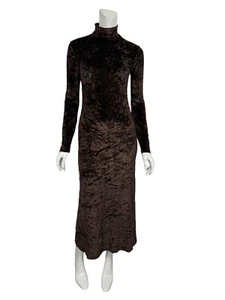 Vtg Dolce & Gabbana Jeans Long Brown Velour Dress S 40 - Picture 1 of 11