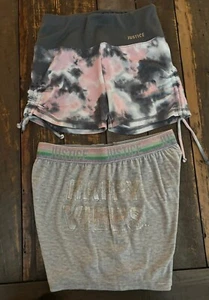 JUSTICE  girls gray shorts lot size 10.  tie dye pink gray glitter. 3 - Picture 1 of 9
