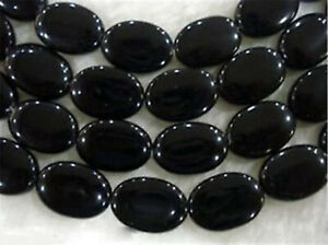 Beauty Natural 13x18mm India Black Agate Onyx Oval Gemstone Loose Beads 15" AA