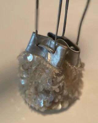 Vintage Andrea Pfister Special Occasion Small Bucket Bag. Silver/sequins. Italy - Image 1 of 4