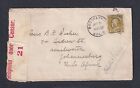 USA 1916 WW1 8C ON CENSORED COVER BROOKLYN NEW YORK TO JO’BURG SOUTH AFRICA