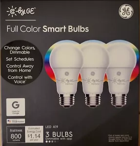 GE Cync Full Color Direct Connect Smart Bulbs 3 Bulbs LED A19 800 Lumens NEW - Picture 1 of 3