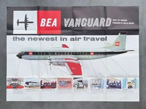 BRITISH EUROPEAN AIRWAYS VICKERS VANGUARD AIRLINE POSTER BROCHURE BEA 1960'S - Picture 1 of 2