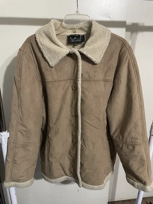 UD Utex Design Womens Tan Faux Suede  Full Zip Long Sleeve Winter Jacket Size XL - Image 1 of 2