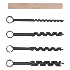Hand Wood Auger Drill Bit Set 4 Sizes Carbon Steel for Outdoor Woodworking - Picture 1 of 20