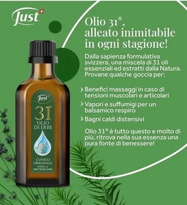 OLIO 31 Just ml 75 L'unico ORIGINALE SVIZZERO - Zdjęcie 1 z 1