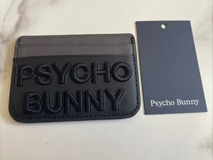 New Psycho Bunny Street Style Leather Card Holder Mini Logo Wallet RFID Black - Picture 1 of 6