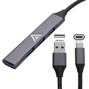 Hub USB 3.0 Ultra Slim 4 ports - Type A/C vers 1 USB 3.0 + 3 x coque métal USB 2.0 - Photo 1/12