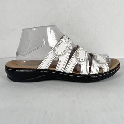 Женские сандалии Clarks Leisa Cacti Q размер 8 M белые кожаные с ремешками комфортные туфли - Изображение 1 из 4