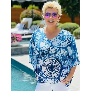 Belle Kim Gravel Bluse Schal Top Damen X-Large oder Badeanzug Cover Up Batik XL - Bild 1 von 10