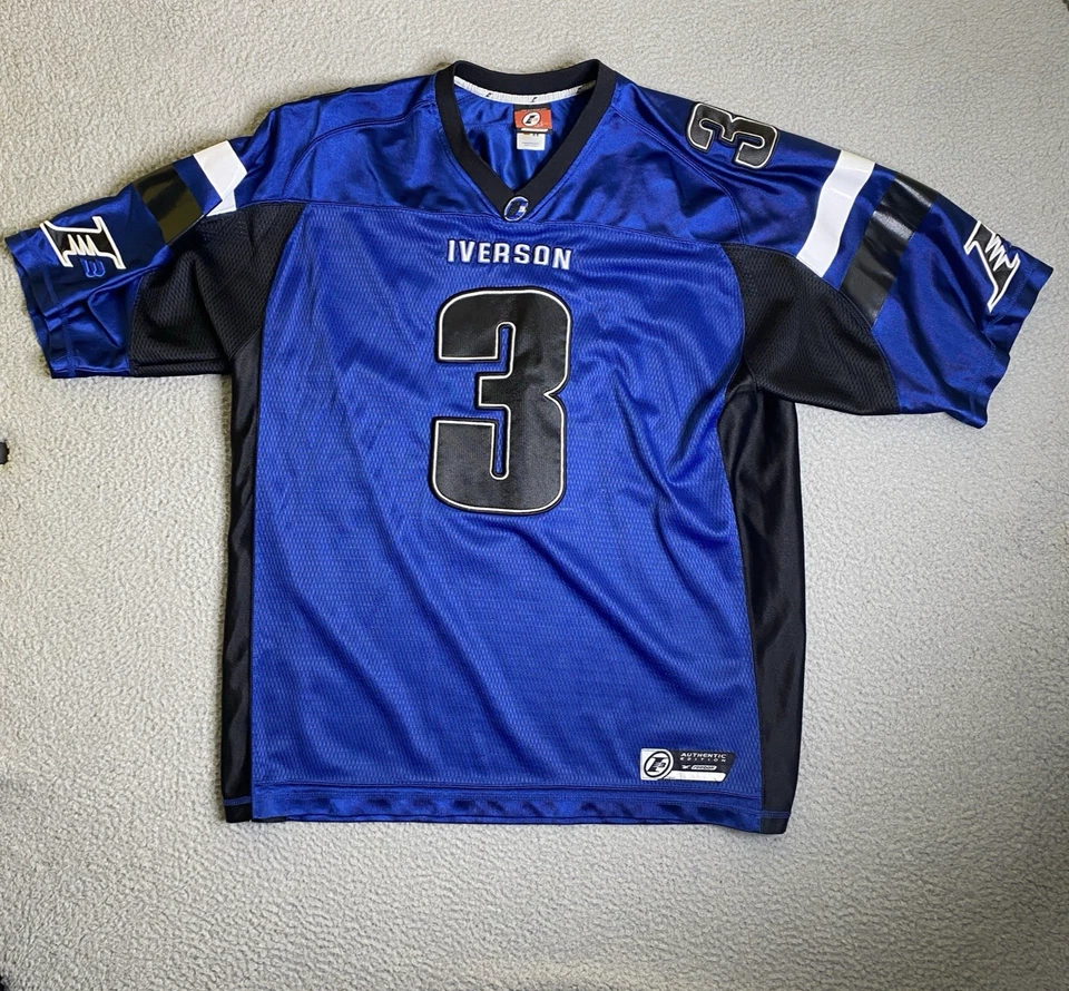 Camiseta de fútbol Allen Iverson Reebok para hombre grande #3 azul cosida baloncesto I3 Y2K Foto 1 de 4