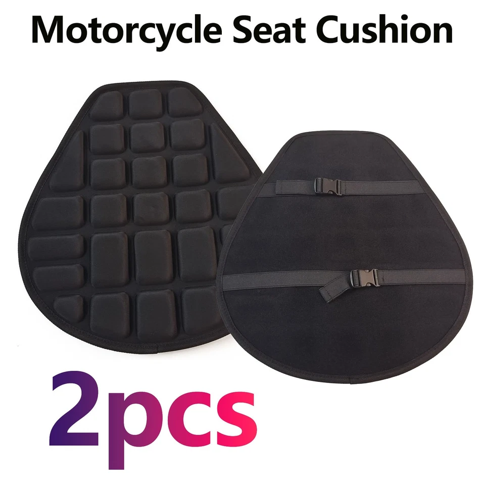 2X Cojín de funda de asiento cómodo para motocicleta Universal Alivio de presión Almohadilla de aire Negro Foto 1 de 4