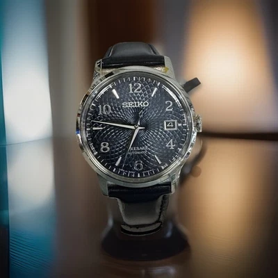 Seiko Presage Automatic Blue Dial Leather Band Men’s Watch SRPE43 Made In Japan - Image 1 of 4