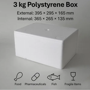 3kg Polystyrene Boxes - BULK Pack of 12/24/36 – EPS Insulated Cold Shipping - Picture 1 of 3