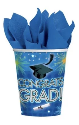 Congrats "GRAD!"  Graduation Party Paper Cups x 8 - Party Tableware - Image 1 of 3