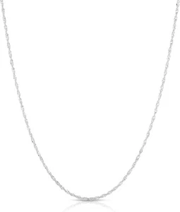 Collar de cadena Floreo de oro blanco de 14k de 0,8 mm o 1,1 mm o 1,3 mm o 1,8 mm Singapur - Imagen 1 de 14