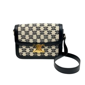 CELINE Teen Triomphe 188882 Triomphe Textile Women's Shoulder Bag #Ok1097 - Picture 1 of 12