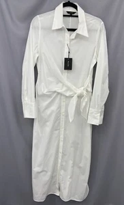 NWT Massimo Dutti White Poplin Maxi Shirt Dress With Tie Waist Detail Size XS - Picture 1 of 13