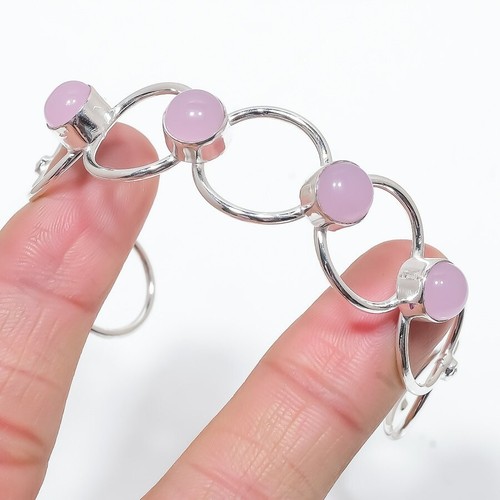 VALENTINO Bracciale regolabile in argento sterling 925 fatto a mano con pietre preziose quarzo rosa