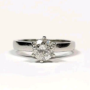 Platinum .80 Carat Round Brilliant Cut Diamond Solitaire Engagement Ring Sz 6.25 - Picture 1 of 6