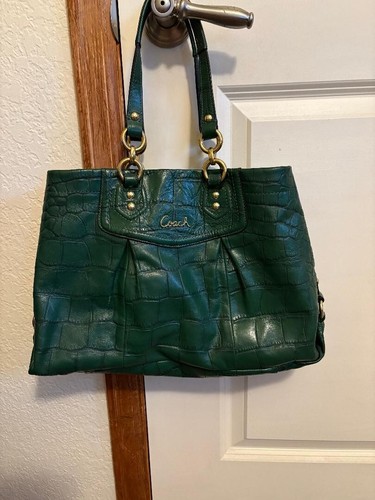 borsa a mano coach pelle verde nuova condizione