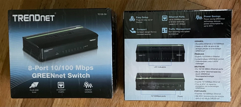 TRENDnet 8-Port 10/100 Mbps Switch, model TE100-S8 NEW, SEALED - QUANTITY: 2 - Image 1 of 1