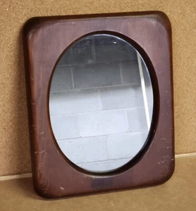 1968 Vintage electro copper galvanic backed Lenoir Mirror Oval Wood Frame 10x12 - Picture 1 of 17