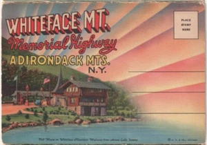 Whiteface Mt Memorial Highway Adirondack Mts NY Linen Folder Postcard, 18 Views - Picture 1 of 20