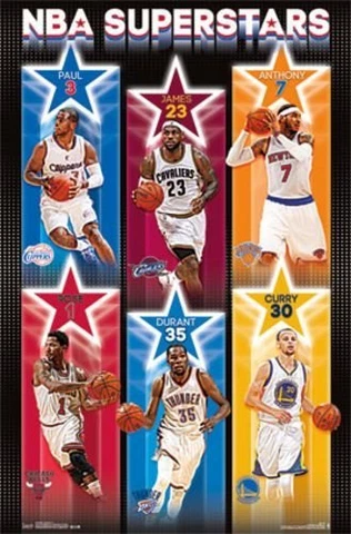 2014 COSTACOS NBA SUPERSTARS POSTER STEPH CURRY LEBRON JAMES NEW 22x34 FREE SHIP Cover