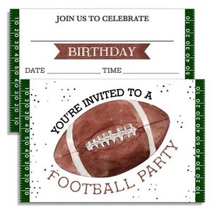 Football Birthday Party Invitations 20 Invite Cards with Envelopes 4"x6" Spor... - Picture 1 of 5
