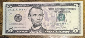 2021 $5 Five Dollar Banknote Fancy Serial Number Birthday Note November 19 1968 - Picture 1 of 2