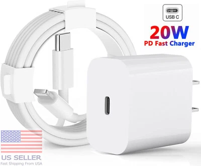 For Apple iPhone 14 13 12 11 iPad PD Fast Charger Cable 20W USB-C Power Adapter - Image 1 of 4