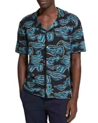 Scotch And Soda 男式 XXL 提花针织毛衣衬衫纽扣前短袖 — 第 1/4 张图片