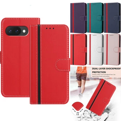 For Google Pixel 9 Pro 9A 8 7 6 8A Luxury Splicing Flip Wallet Phone Case Cover - Image 1 of 4