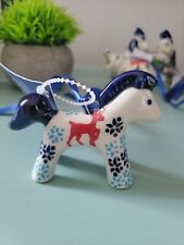 NEW Boleslawiec Polish Pottery Xmas Ornament CUTE HORSE/pony Red Reindeer COA