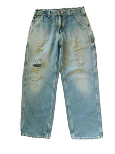 Pantalones de mezclilla de carga utilitarios vintage Carhartt destruidos holgados carpintero medidas 31 x 29 - Imagen 1 de 10