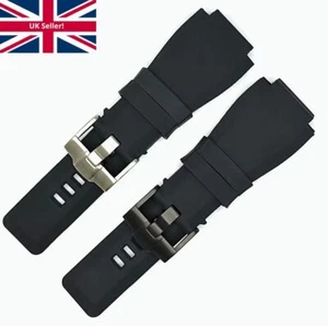 24mm Watch Strap For Bell & Ross Silicone Rubber Band BR01 BR03 Replacement UK - Bild 1 von 12