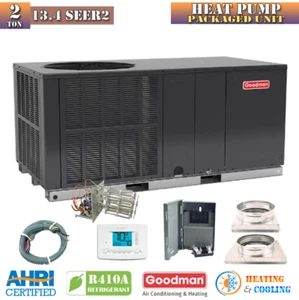 Goodman 2 Ton 13.4 SEER2 Central AC Heat Pump Package Unit System + Install Kit - Picture 1 of 7