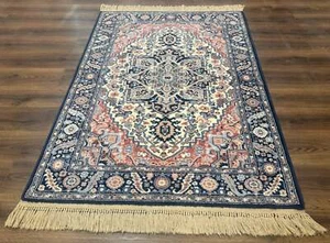 4x6 Karastan Rug Blue Heriz Rug #748, Vintage Wool Karastan Carpet - Picture 1 of 12