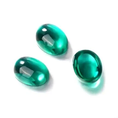 Hydrothermal Emerald Gemstone Oval Cabochon Handmade Gemstone For Jewelry Making - Image 1 of 2