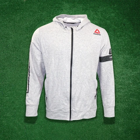 Reebok UFC Men's Grey Fan Gear Speedwick Perf. Full-Zip Hoodie Fleece AY5227 Cover