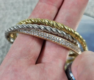 Brazalete entrelazado tejido circonita cúbica tricolor esterlina Judith Ripka 53,3 g - Imagen 1 de 5