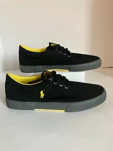 Scarpe sneakers Polo Ralph Lauren basse uomo taglia 11D nere e gialle tela - Foto 1 di 11