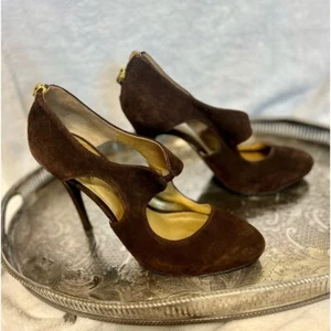 Guess by Marciano Brown Leather Suede Pumps Heels Size 9 Dressy Stiletto Holiday - Picture 1 of 9